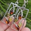 Big Sterling silver earrings Amber Earring handmade earring