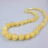 Balto gintaro karoliai Apvalūs karoliai White amber necklace round amber beads